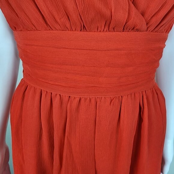 NWT L'AGENCE V Neck Strappy Back Banded Waist Mini Dress Red Size Small - Picture 4 of 12
